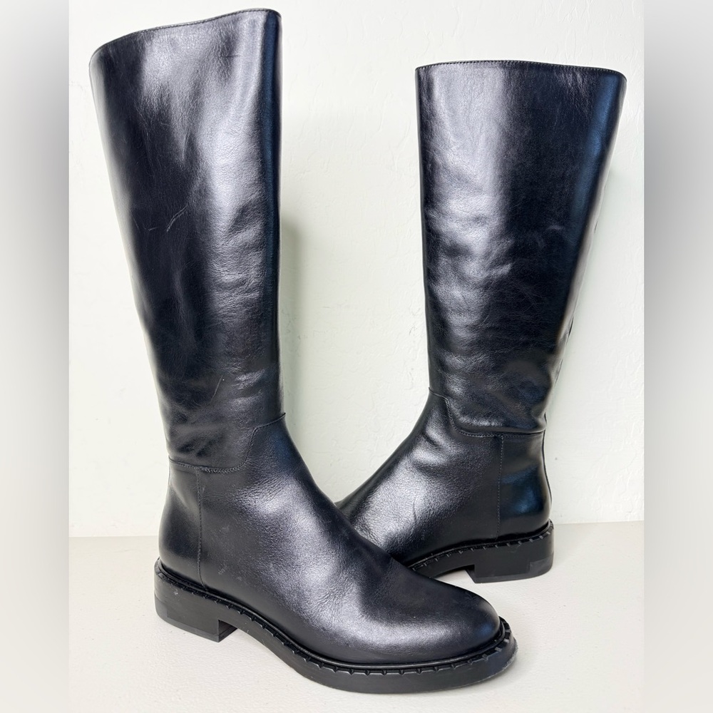 Reformation Shiny Black Knee-High Boots